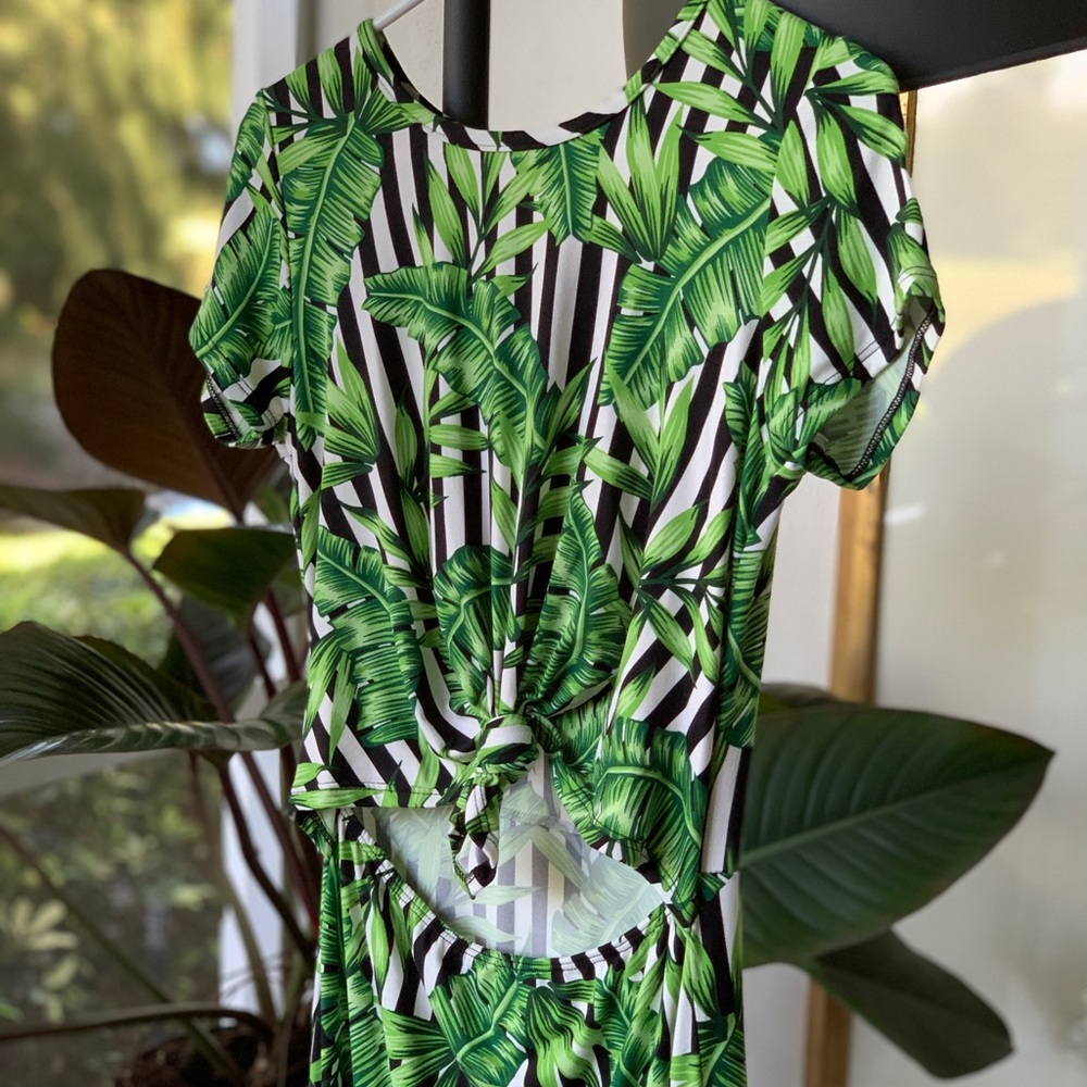 TMG Striped leaves print dress cropped top size S